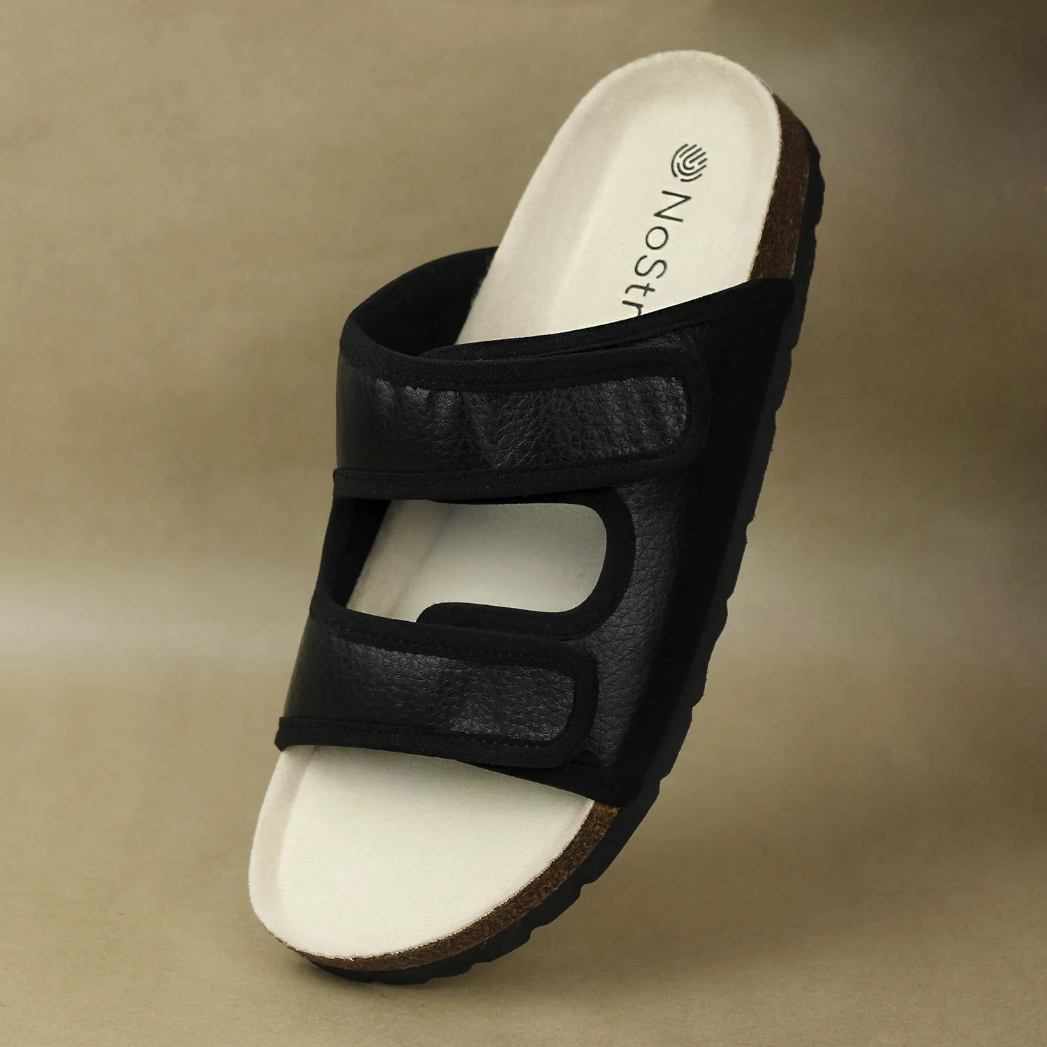 Black cork sandals suitable for narrow and wide feet
