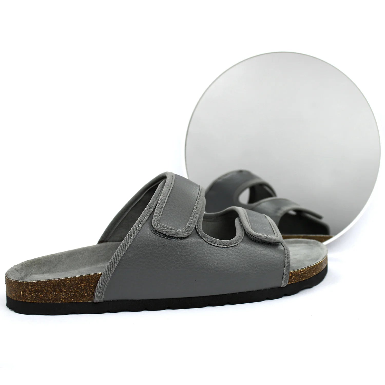 Cloudy Grey men's cork sandals, designed for both fashion and functionality in various settings