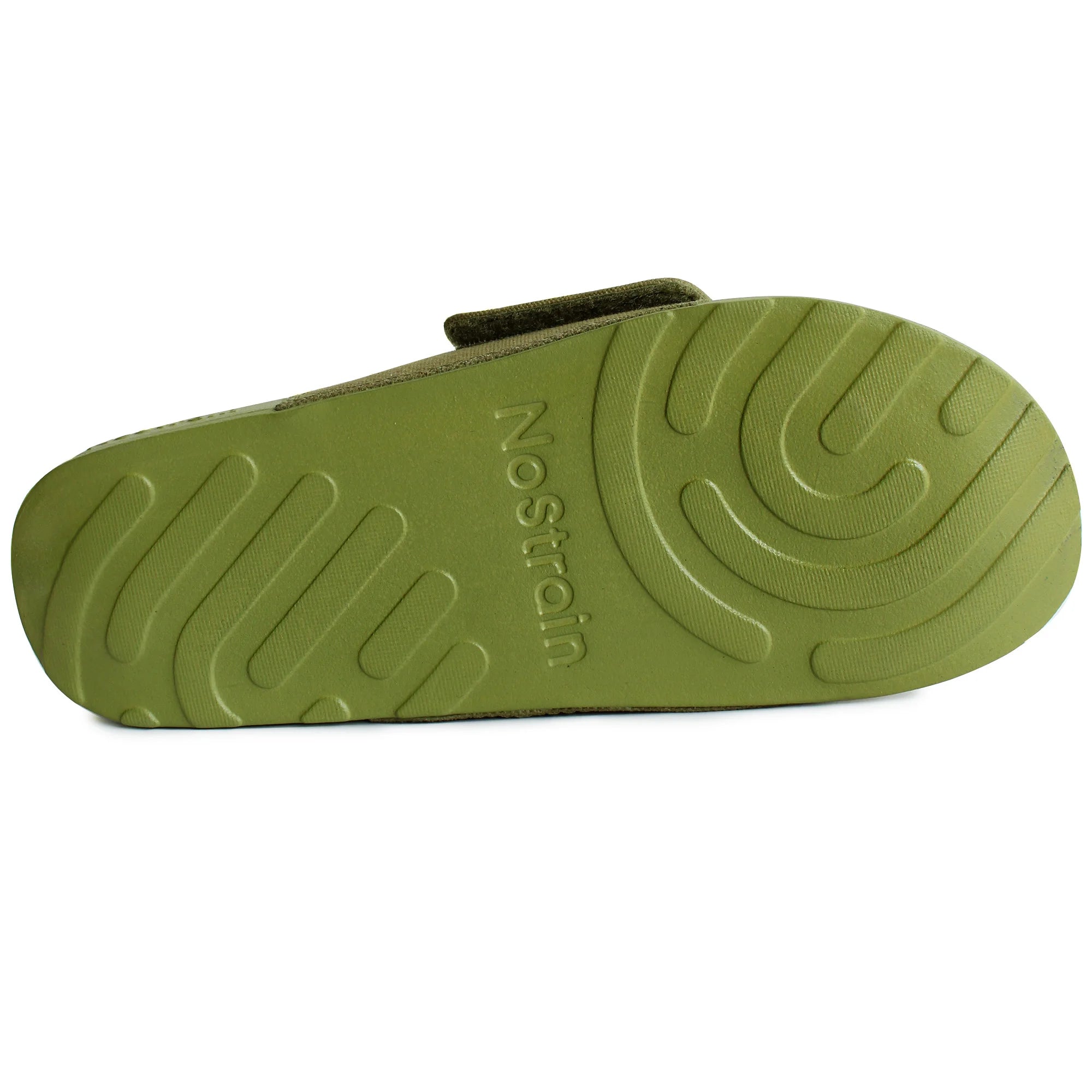 Olive green Men's Sugar Sliders featuring a unique sugar-shaped sole for added traction.