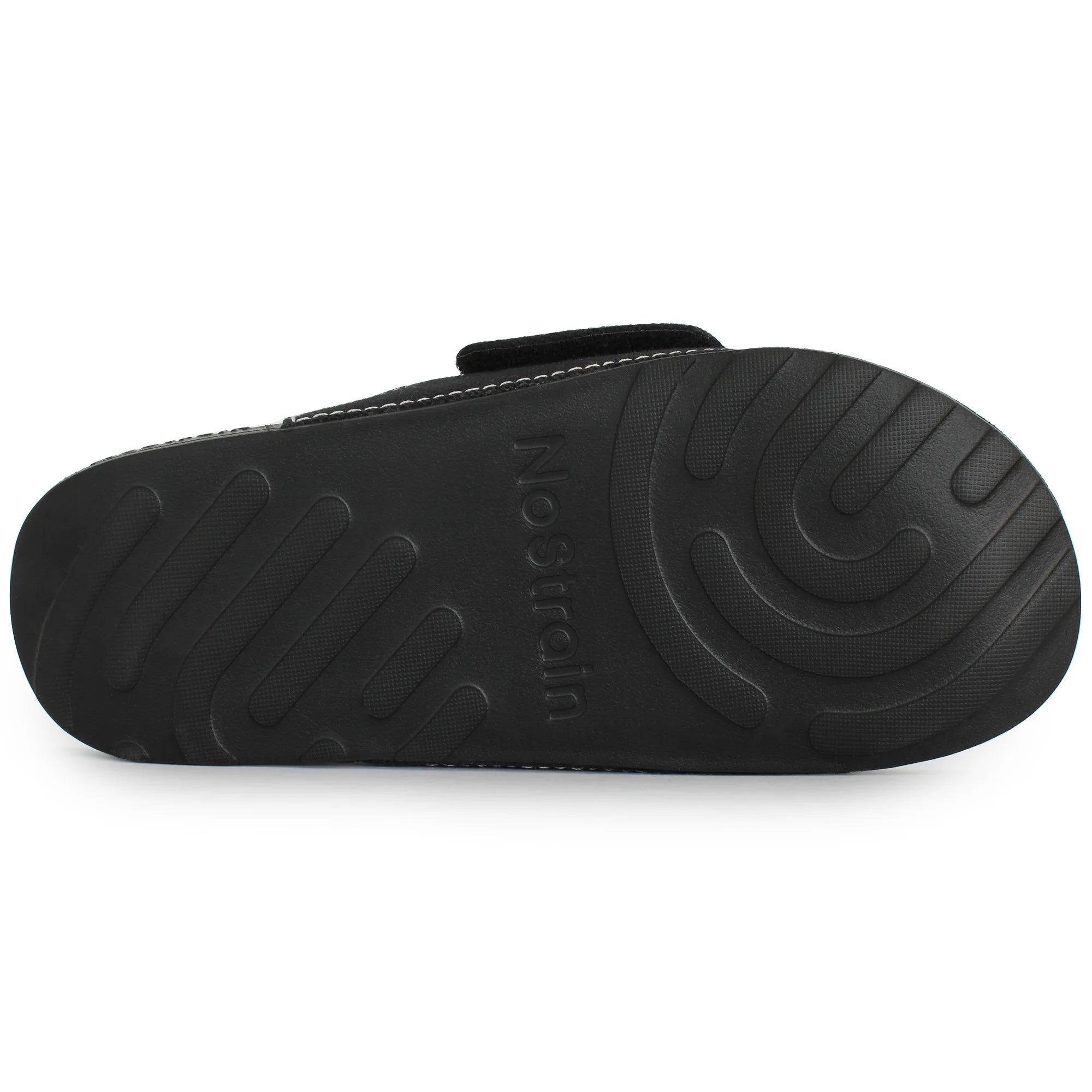 Men's sliders in black canvas, featuring a wave pattern.