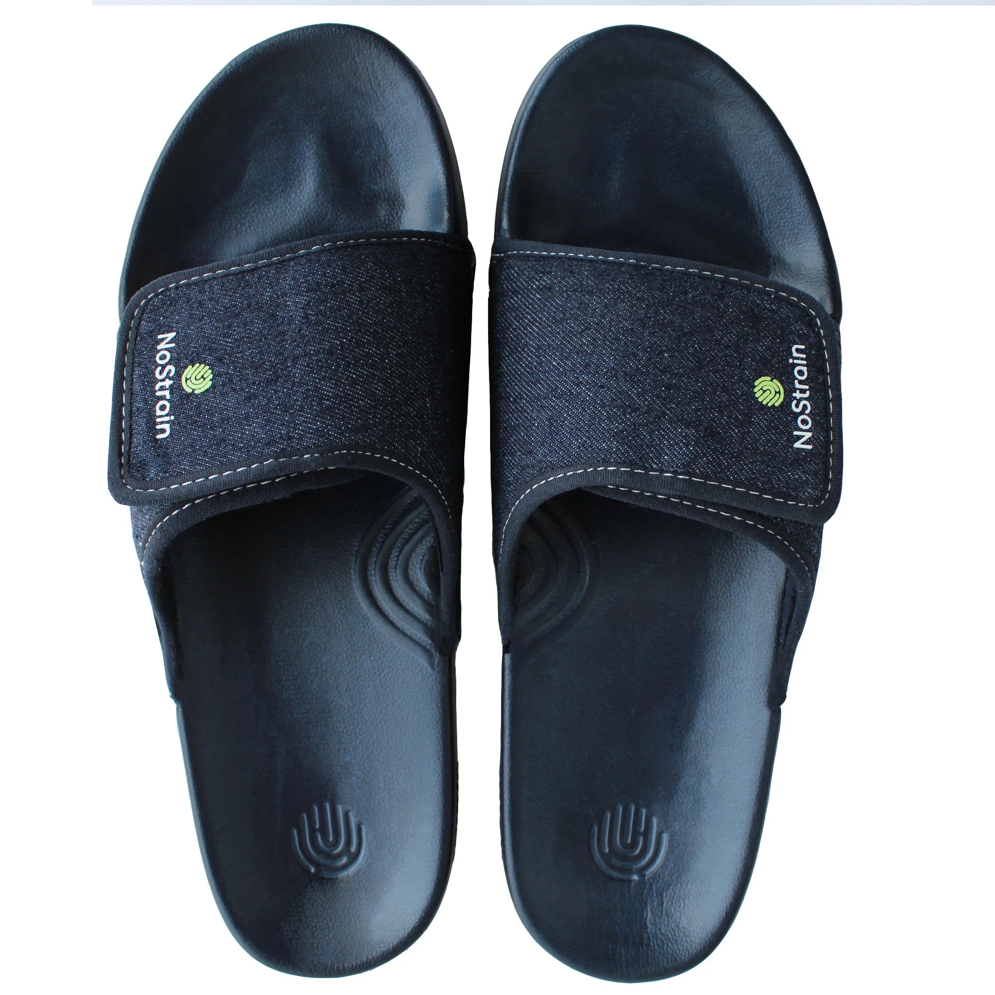 Embrace comfort and style effortlessly with Men's Dark Navy Denim Sugar Sliders, featuring a denim fabric upper.