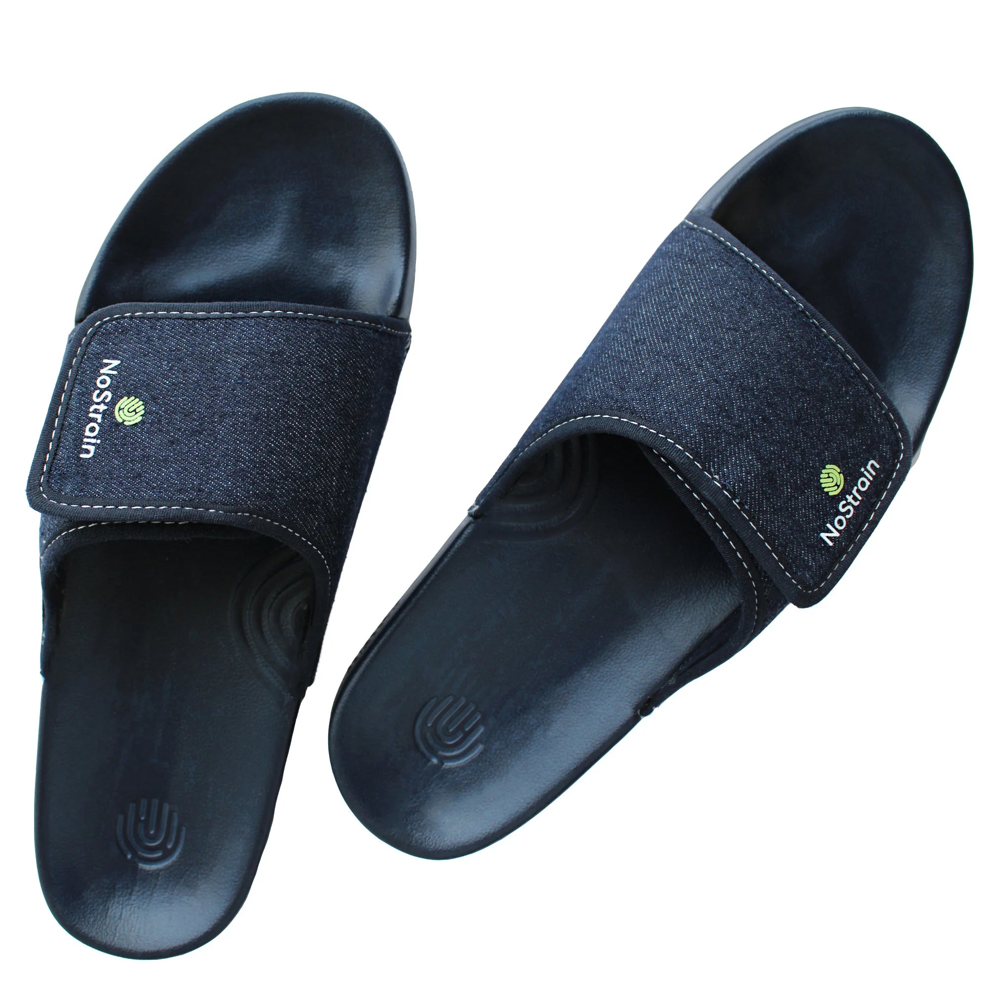 Elevate your casual look with these Men's Dark Navy Denim Sugar Sliders, offering a sleek design and lightweight for everyday wear.