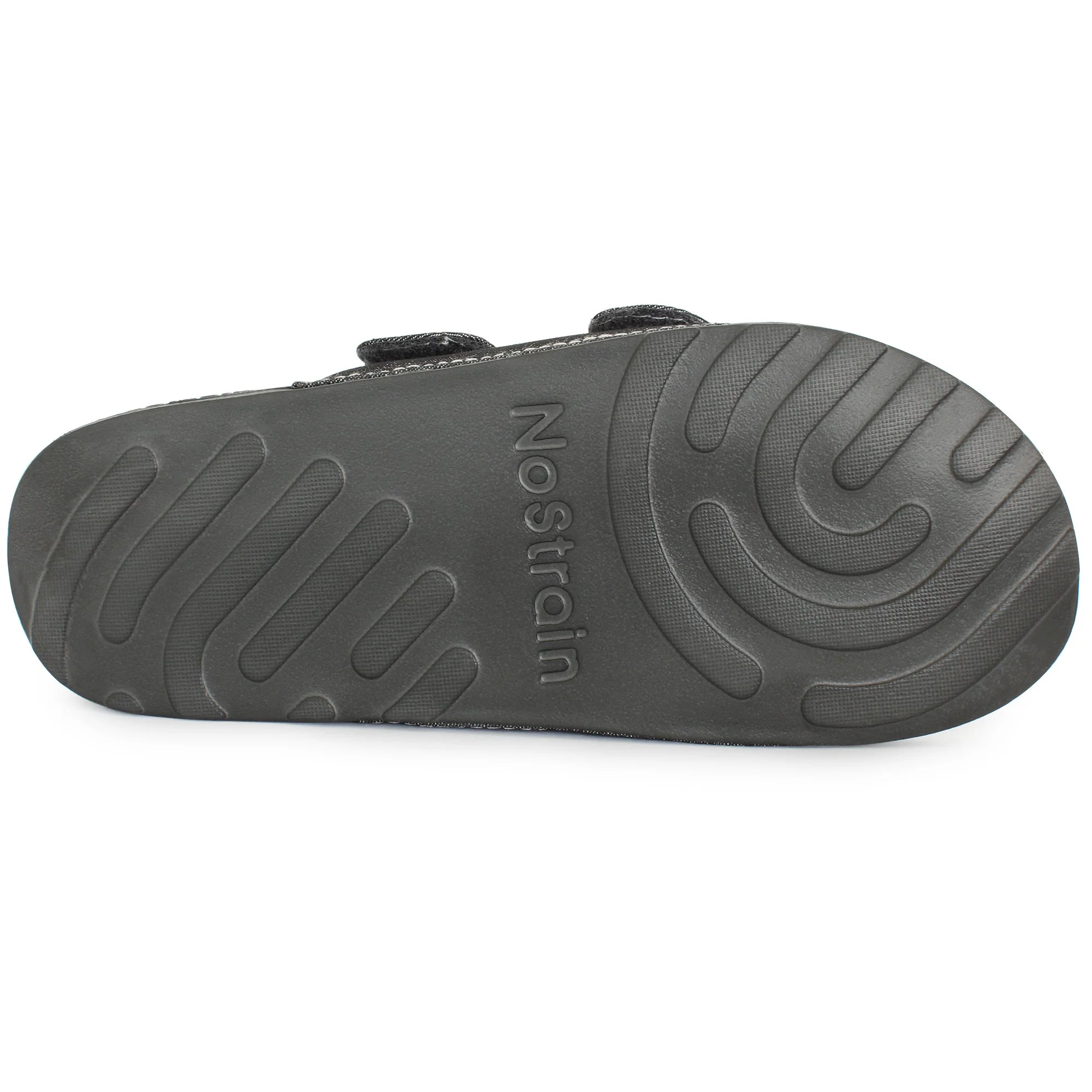 Outsole of lightweight grey sugar sliders for men.