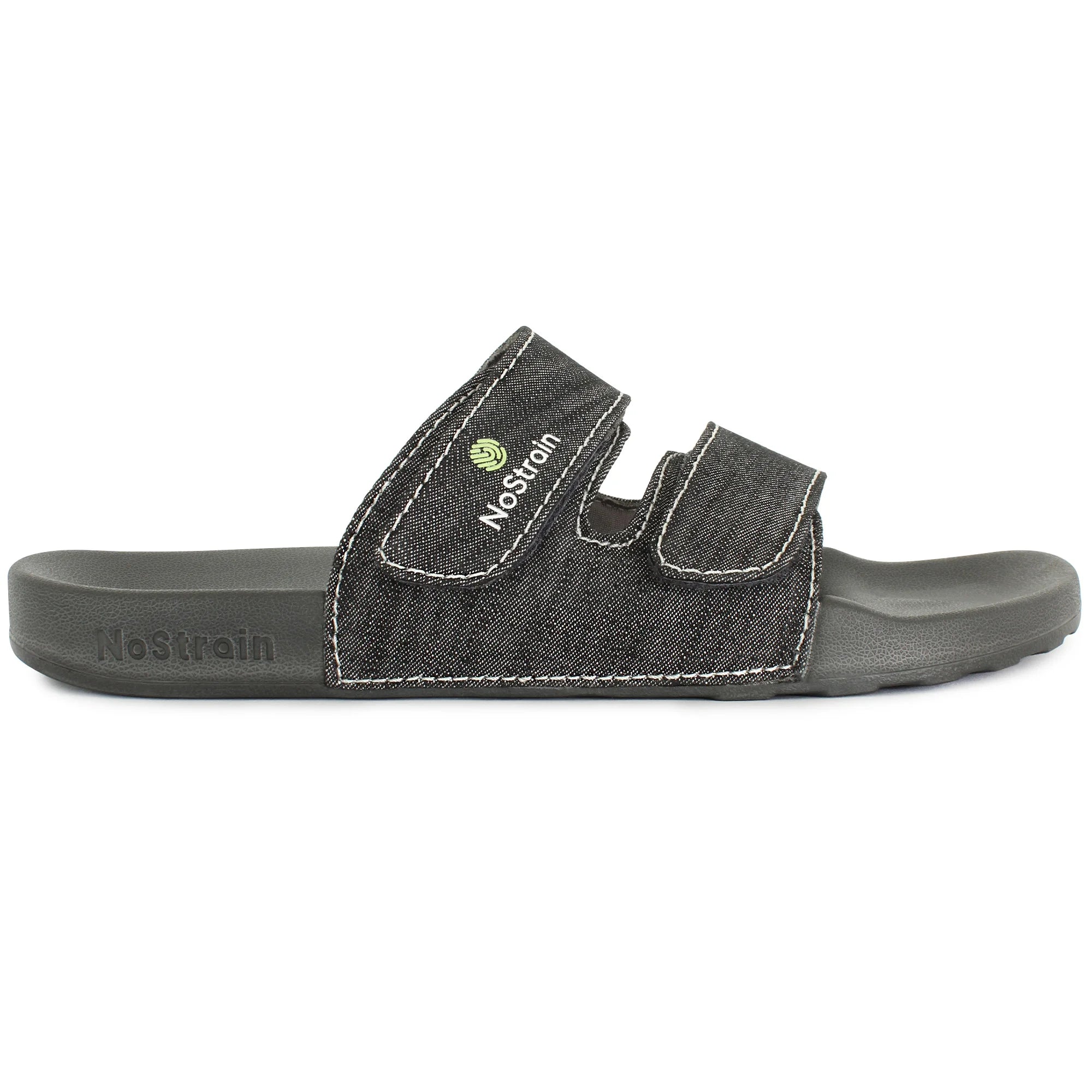 Men's Slate Grey Denim Slippers featuring a Parallel Sugar Pattern.