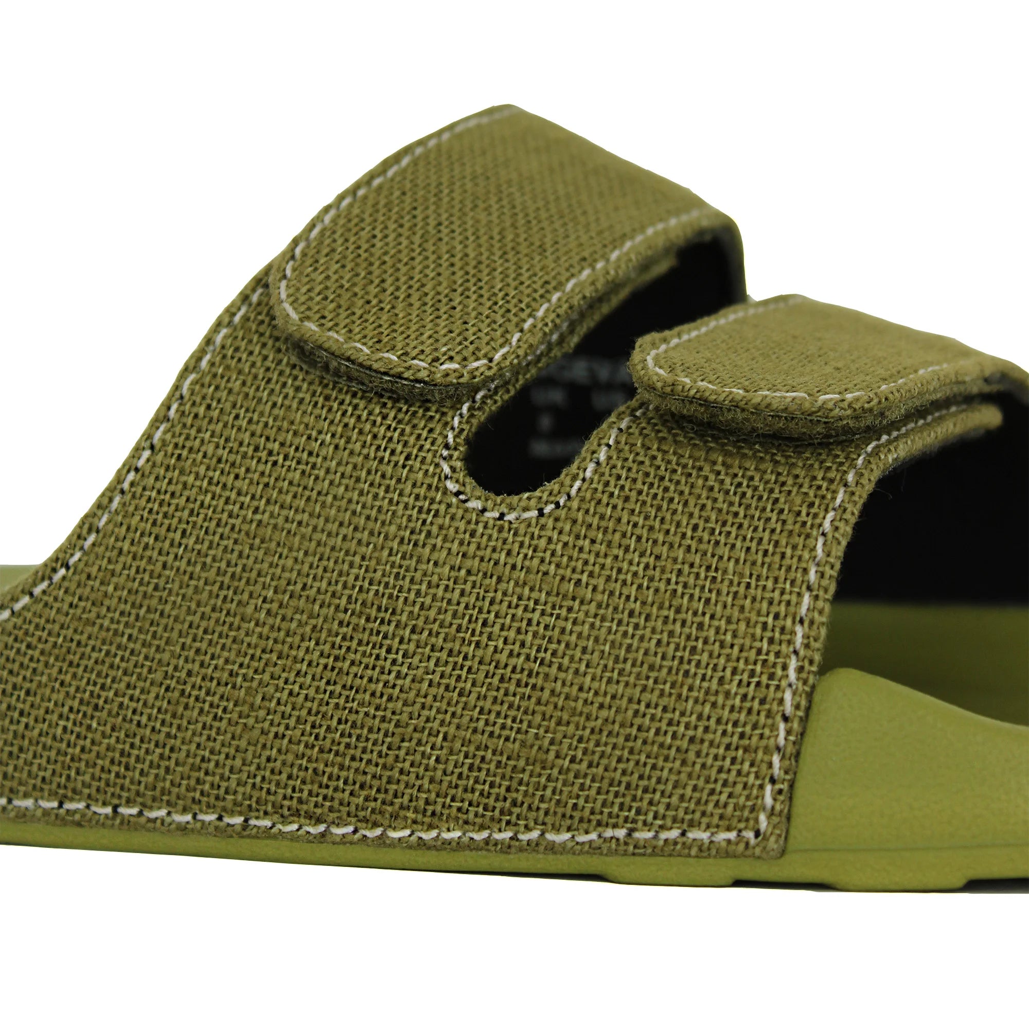 Make a statement with Men's Olive Green Linen Parallel Sugar Sliders, boasting a minimalist design that complements any outfit.