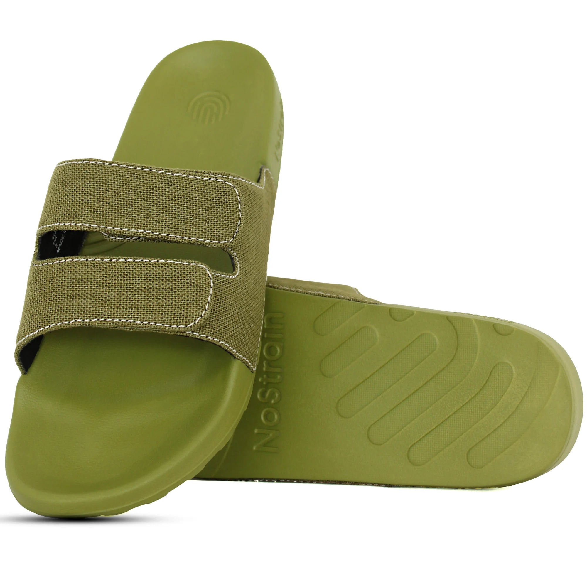 Achieve effortless cool with Men's Olive Green Linen Parallel Sugar Sliders, featuring a sleek and versatile design.