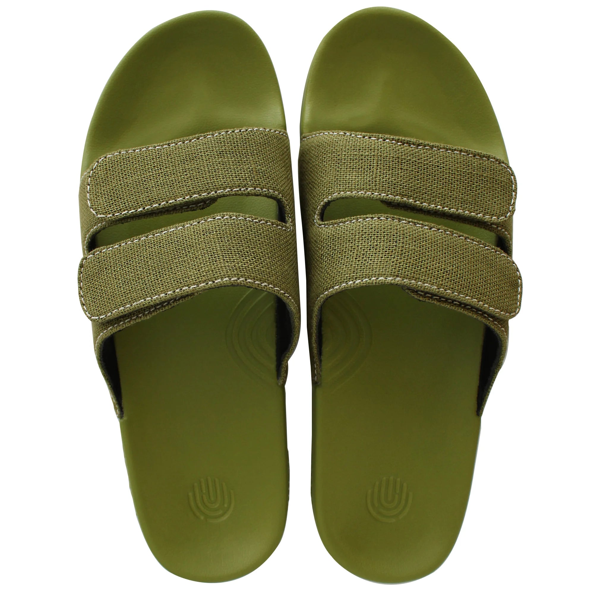 Add a touch of sophistication to your wardrobe with Men's Linen Parallel Sugar Sliders in Olive Green