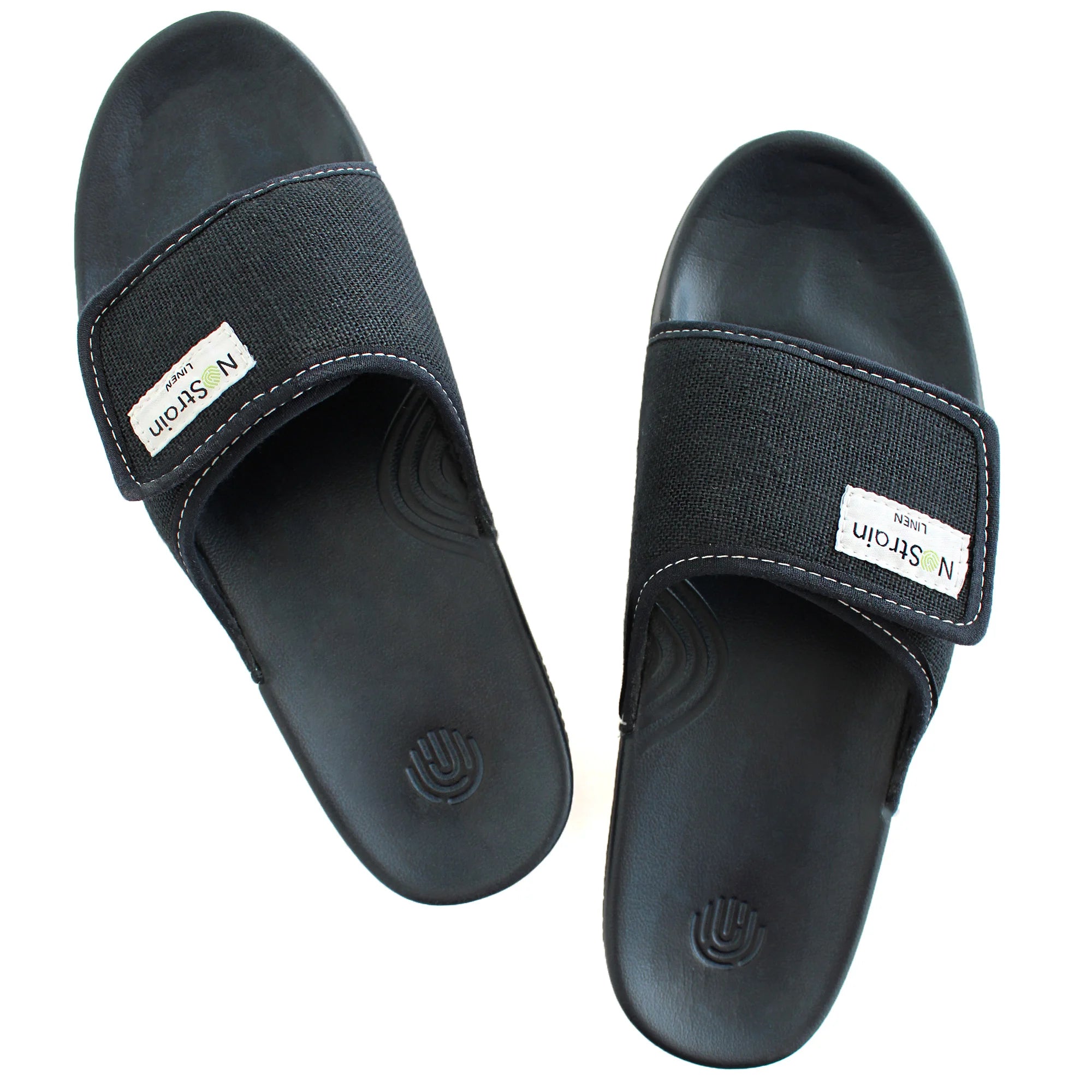 Make a fashion statement with Men's Navy Linen Sugar Sliders, versatile for any outfit.