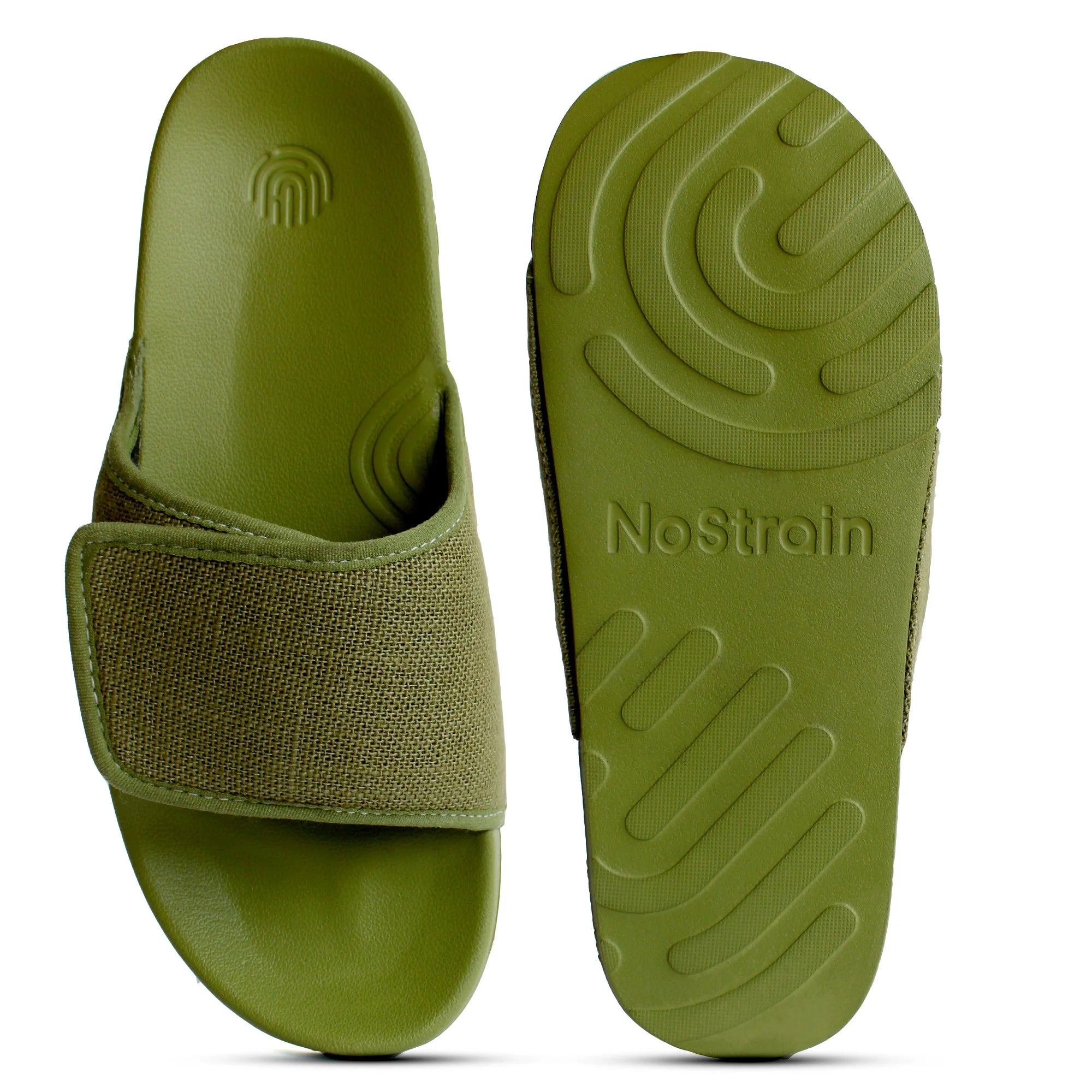 Stay stylishly laid-back in Men's Olive Green Linen Sugar Sliders, a must-have for every season.