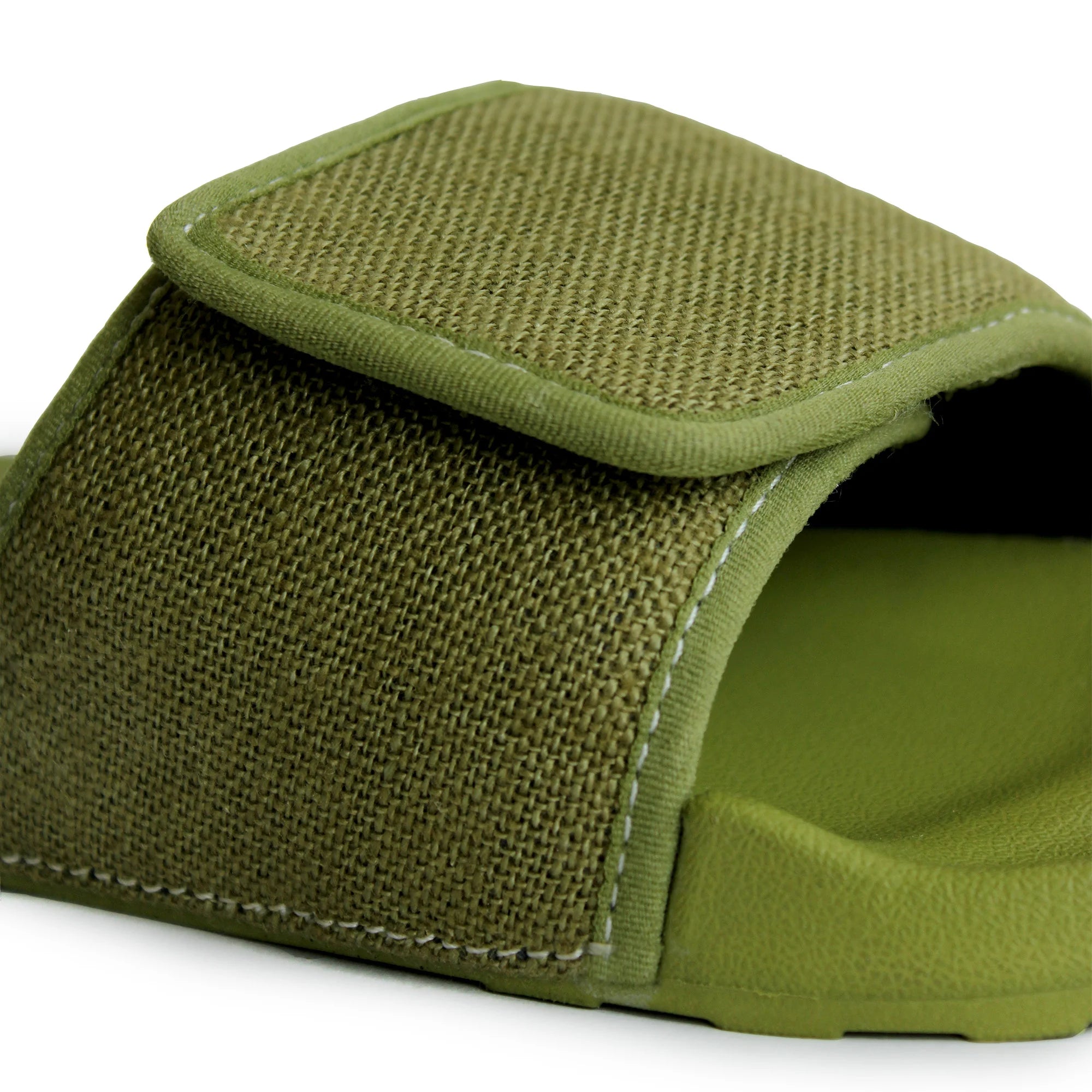 Embrace nature-inspired style with Men's Olive Green Linen Sugar Sliders, a blend of comfort and charm.