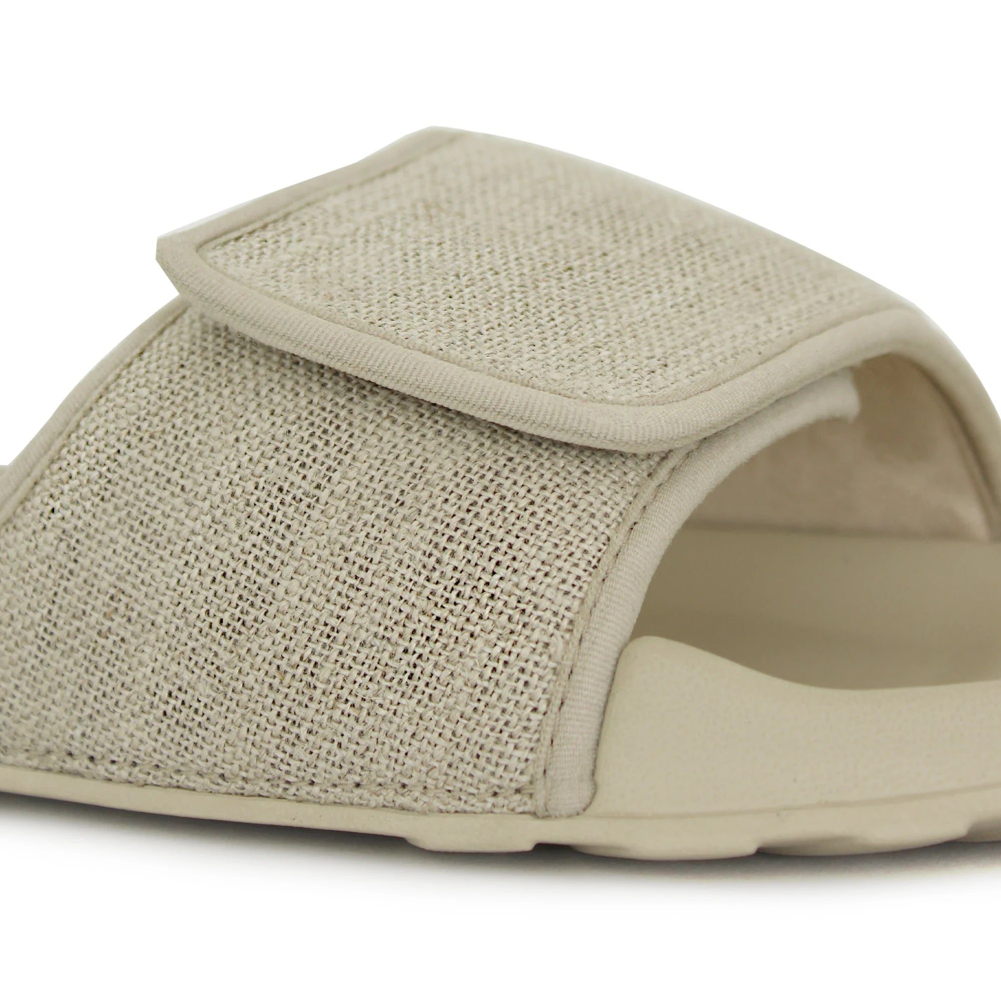 Perfect blend of laid-back luxury with Men's Linen Sugar Sliders in Sandy Beige, a must-have footwear collection.