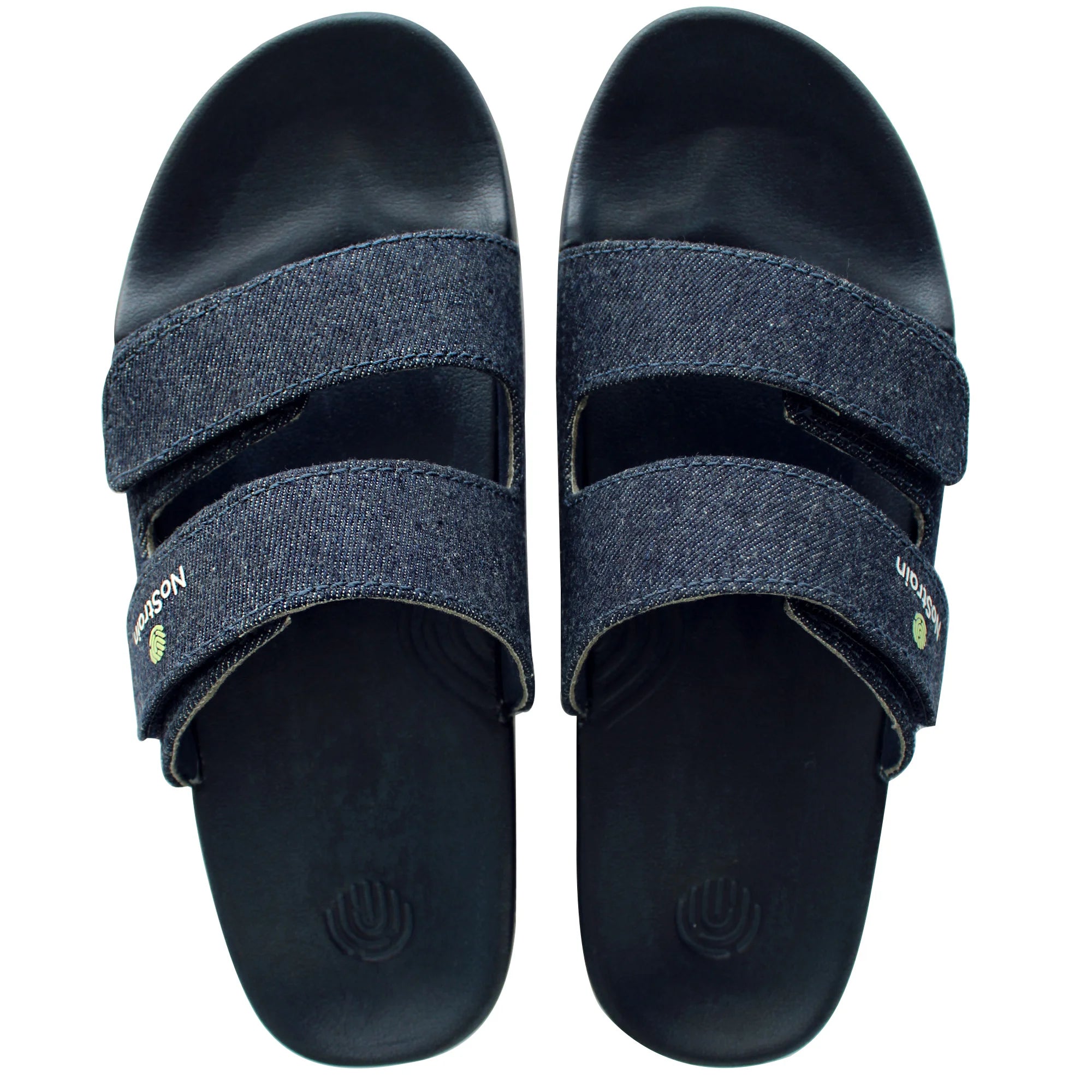 Upper view of Men Denim Parallel Sugar Sliders navy coloured.