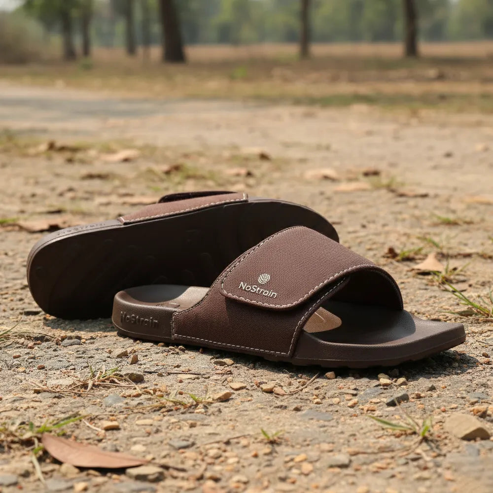 Men's slides in brown color