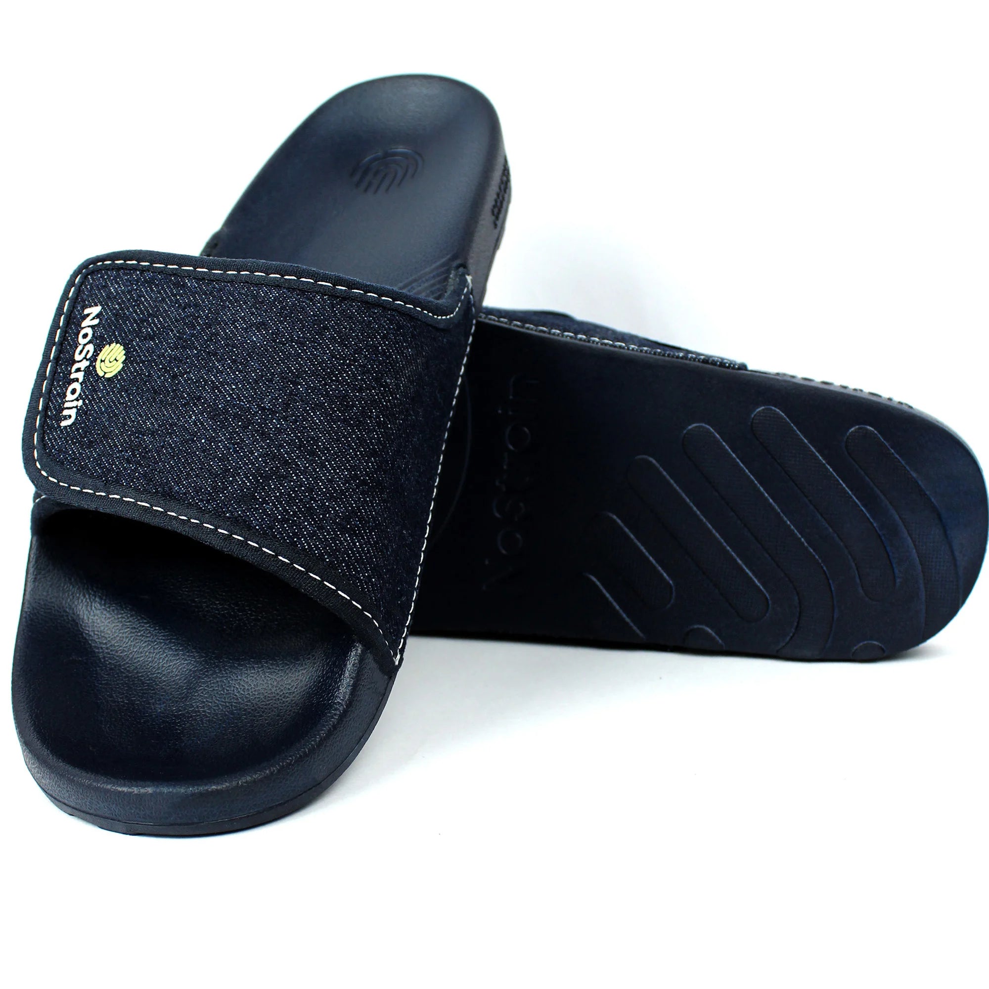 Make a fashion statement with Women's Navy Denim Sugar Sliders, versatile for any occasion.