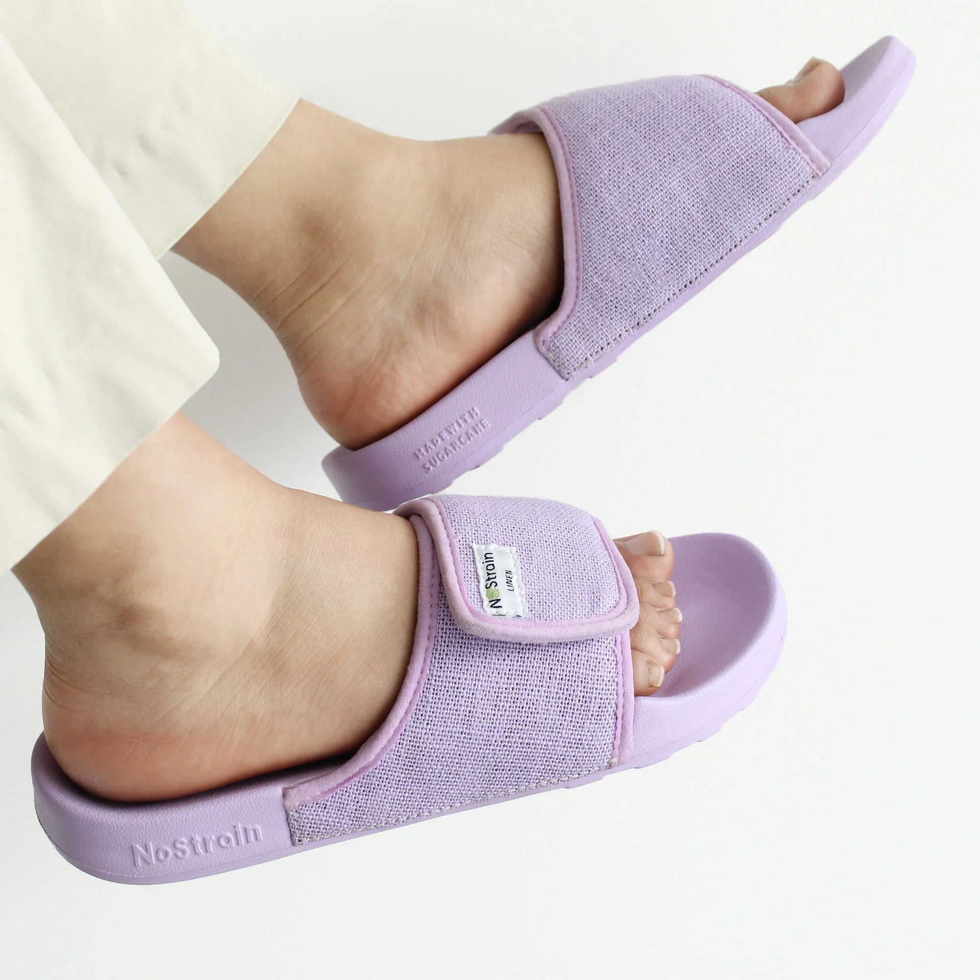 Women's Lavender Bliss Linen Sugar Sliders, designed for Indian women.